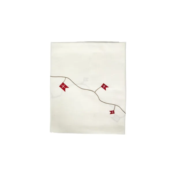 Speedtsberg - Bord dug m/Broderet flag i bomuld, Hvid - Flere st�rrelser