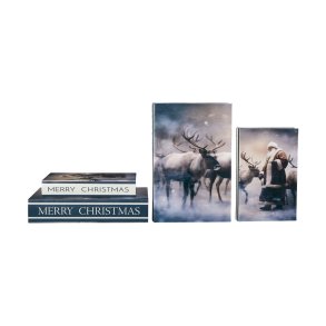 Speedtsberg - ske bog 'Rensdyr og julemand', Bl/Brun/Creme - Flere strrelser