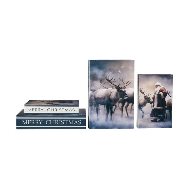 Speedtsberg - ske bog 'Rensdyr og julemand', Bl/Brun/Creme - Flere strrelser