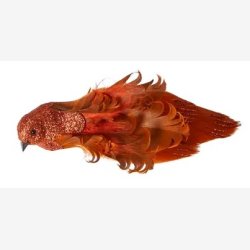 Speedtsberg - Fugl med klips rd/lilla/lyserd i polyskum m/fjer