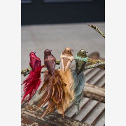 Speedtsberg - Fugl m/clips &amp; perler L: 22 cm. Rd