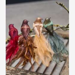 Speedtsberg - Fugl m/clips &amp; perler L. 22 cm. Grn