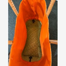 Madam Gr�skar - Strandtaske m/striber Orange 39x28 cm.