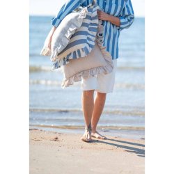 Fondaco - Pudebetr�k m/striber og fl�sekant Bl� 45x45 cm.