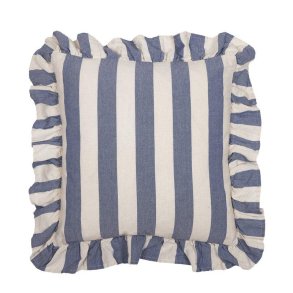 Fondaco - Pudebetr�k m/striber og fl�sekant Bl� 45x45 cm.