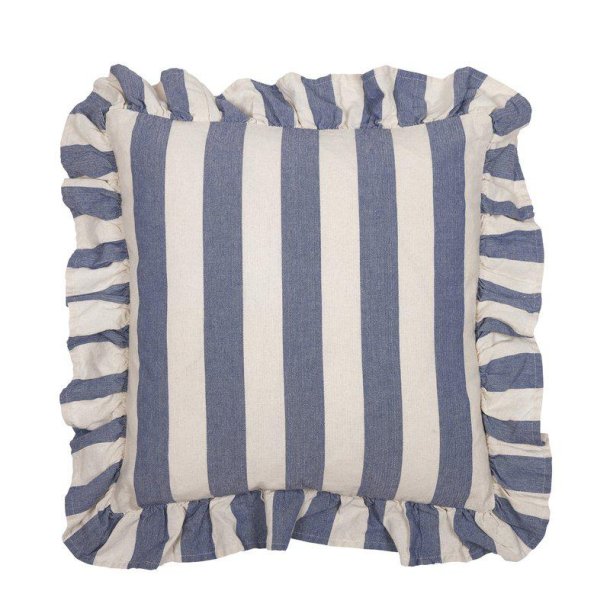 Fondaco - Pudebetr�k m/striber og fl�sekant Bl� 45x45 cm.