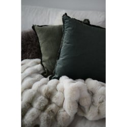 FONDACO - Pudebetrk m/frynser 45 x 45 cm. Oliven grn