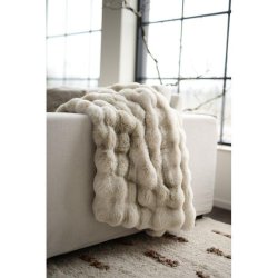 FONDACO - Plaid Imiteret Pels 125 x 150 cm. Beige 