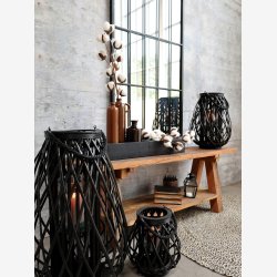 Chic Antique - Lanterne i flet sort H: 50 : 36 cm. m/sm fejl.