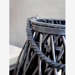 Chic Antique - Lanterne i flet sort H: 50 : 36 cm. m/sm fejl.