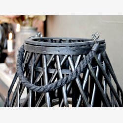 Chic Antique - Lanterne i flet sort H: 50 : 36 cm. m/sm fejl.