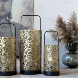 Chic Antique - Lanterne m/mnster inkl. pre &amp; timer H: 33,5 : 12,5 cm. antik messing