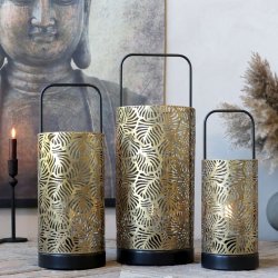 Chic Antique - Lanterne m/mnster inkl. pre &amp; timer H: 40 : 15 cm. antik messing