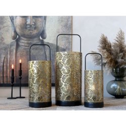 Chic Antique - Lanterne m/mnster inkl. pre &amp; timer H: 40 : 15 cm. antik messing