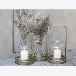 Chic Antique - lanterne m/hank messing look H: 35,5cm. 