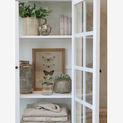 Chic Antique - Lanterne m/hulmnster &amp; hank messing look H: 15 : 16 cm.