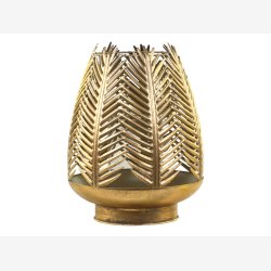 Chic Antique hurricane m/blad dekor &amp; glasindsats messing look H: 38 : 28,5cm. 