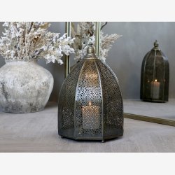 Chic Antique - Lanterne m/hulmnster jern/messing H: 28,5: 26,5 cm. 