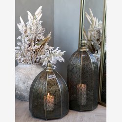 Chic Antique - Lanterne m/hulmnster jern/messing H: 52,5 : 23 cm. 