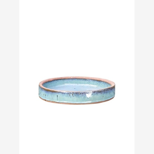 Fuglebad glaseret rustik ler Jade  28 H: 4 cm. 