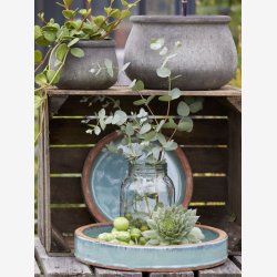 Fuglebad glaseret rustik ler Jade  28 H: 4 cm. 