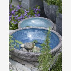 Fuglebad glaseret rustik ler Jade  30 H: 11 cm. 