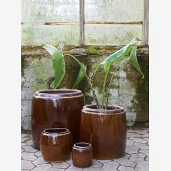 Urtepotteskjuler/krukke ler Rustik UNIKA brun : 22 H: 19,5 cm. 