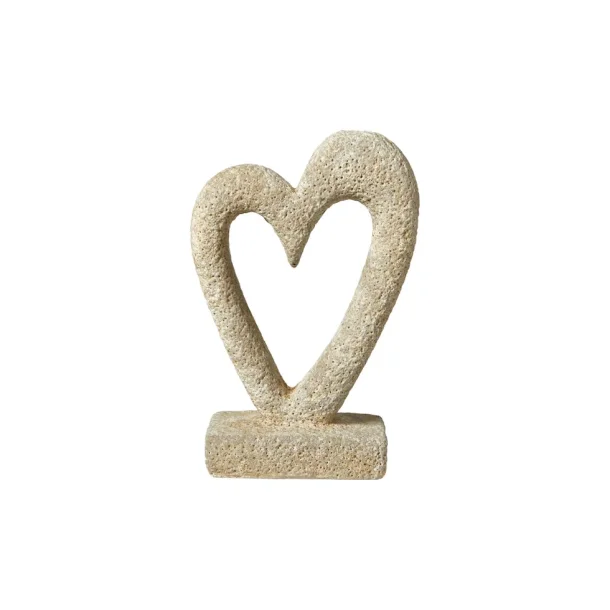 Speedtsberg - Hjerteskulptur p� fod i cement 13x6x20cm, Gr�