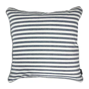 Speedtsberg - Stribet pudebetr�k i bomuld u/fyld 50x50cm, M�rkebl�/Hvid