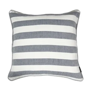 Speedtsberg - Bred stribet pude i bomuld u/fyld 50x50cm, Bl�/Hvid