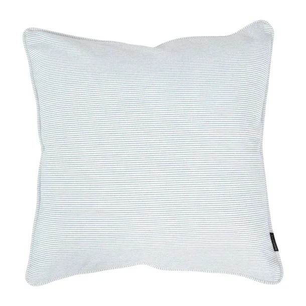 Speedtsberg - Tyndstribet pudebetr�k i bomuld u/fyld 50x50cm, Lysebl�/Hvid