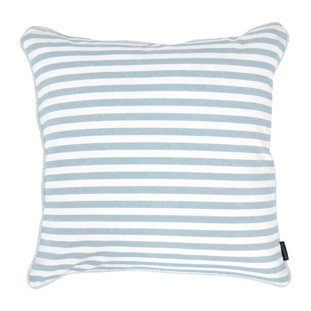 Speedtsberg - Stribet pudebetr�k i bomuld u/fyld 50x50cm, Lysebl�/Hvid