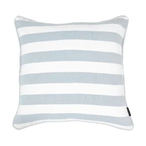 Speedtsberg - Bred stribet pudebetr�k i bomuld u /fyld 50x50cm, Lysebl�/Hvid