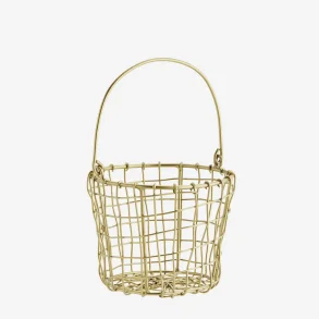 Madam Stoltz - Metalkurv rund m/hank messing look D: 12 H: 10 cm.