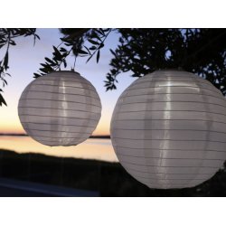 Chic Antique - Rispapirlampe hvid m/solceller  30cm. 