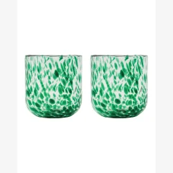 House Doctor - Fyrfadsstage Glas m/Gr�nne Dots H: 9,5 �: 9 cm.  S�t m/2 stk. 