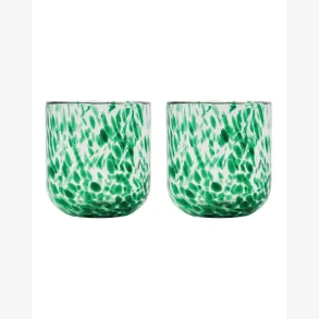 House Doctor - Fyrfadsstage Glas m/Gr�nne Dots H: 9,5 �: 9 cm.  S�t m/2 stk. 