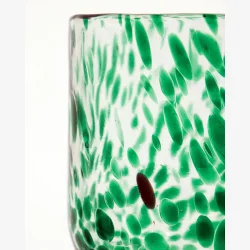 House Doctor - Fyrfadsstage Glas m/Gr�nne Dots H: 9,5 �: 9 cm.  S�t m/2 stk. 