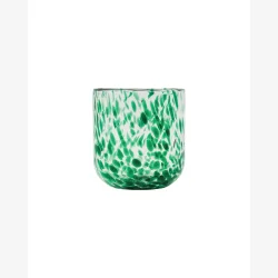 House Doctor - Fyrfadsstage Glas m/Gr�nne Dots H: 9,5 �: 9 cm.  S�t m/2 stk. 