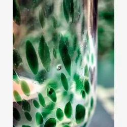 House Doctor - Fyrfadsstage Glas m/Gr�nne Dots H: 9,5 �: 9 cm.  S�t m/2 stk. 