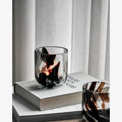 House Doctor - Fyrfadsstage Glas m/Brunt m�nster H: 9,5 �: 9 cm.  S�t m/2 stk. 