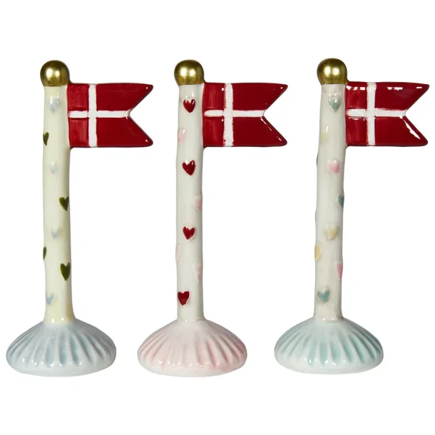 Speedtsberg - Bordflag m. Hjerter - Assorterede - Keramik - 14 cm - Leveres Assorteret