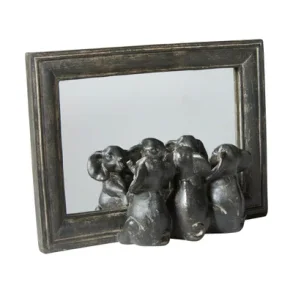 Speedtsberg - Bordspejl m. 3 Sm� Elefanter - Charcoal 22 x 16 cm