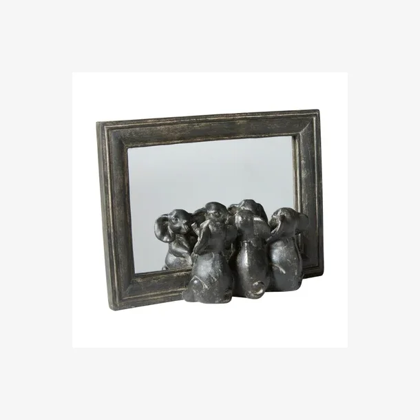Speedtsberg - Bordspejl m. 3 Sm� Elefanter - Charcoal 22 x 16 cm