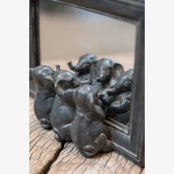 Speedtsberg - Bordspejl m. 3 Sm� Elefanter - Charcoal 22 x 16 cm