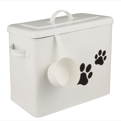 Ib Laursen - Opbevaringsboks inkl. Ske - m/motiv &amp; Lg Hvid Metal B: 15,3 H: 27 L: 32 cm. 