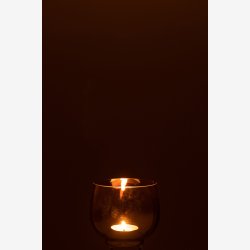 J-Line - Fyrfadsstage Smoke/Slv Glas H: 9 : 9,5 cm. 