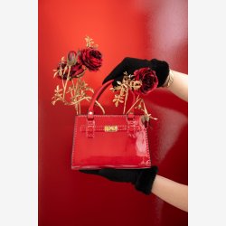 J-Line - Vase H�ndtaske R�d Keramik 24x13,5x28 cm.