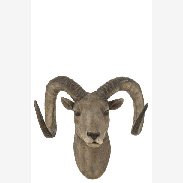 J-Line - Gede Hoved V�gfigur Gr� Poly H: 22 B: 48 D: 28 cm. 