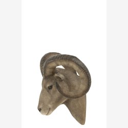 J-Line - Gede Hoved V�gfigur Gr� Poly H: 22 B: 48 D: 28 cm. 